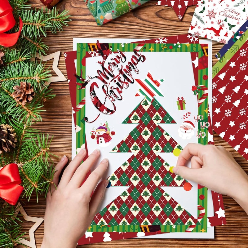 WLXTREE Christmas Scrapbook Paper 12 x12 Double Sided - 12 Designs 24 Sheets Printing Pattern Decoupage Decorative Craft Paper Pad for Junk Journals Bullet Journal Card Making Background - Image 5